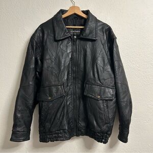 Navarre Leather‎ Company Vintage Italian Stone Design Leather Jacket, Size L